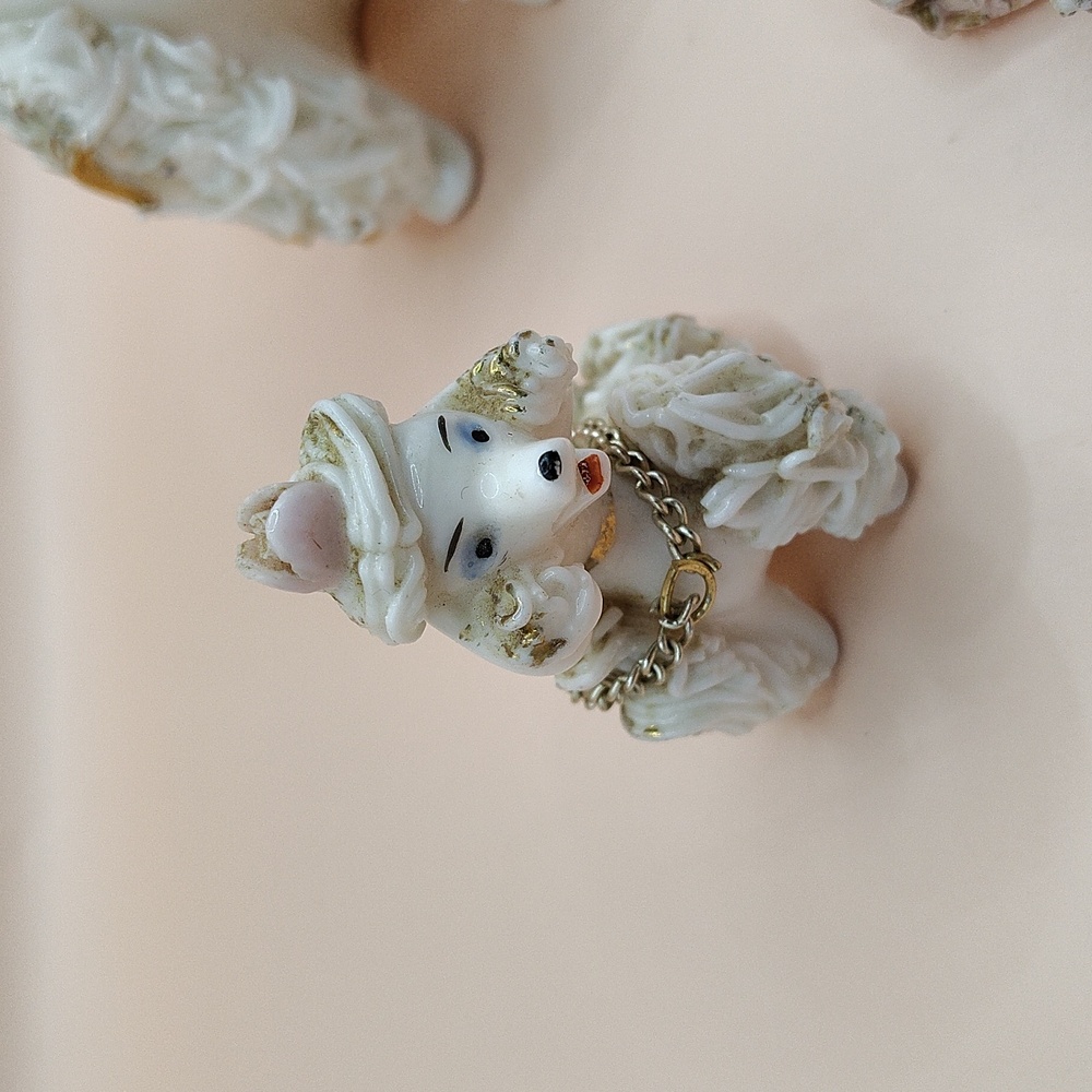 Vintage Ceramic Spaghetti Poodle Mom And Three Pups - Picture 2 of 8